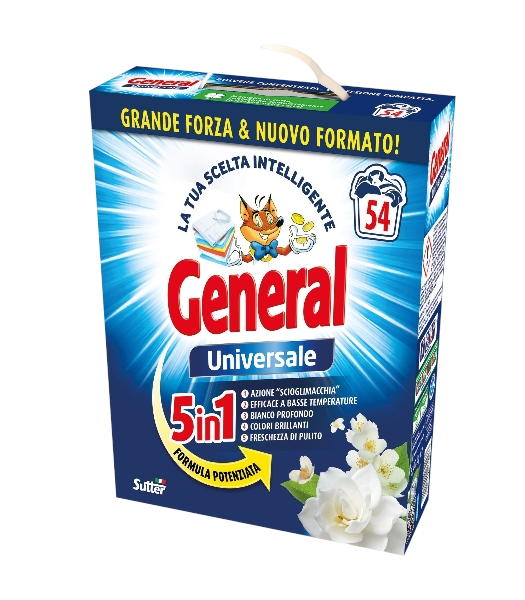 GENERAL LAUNDRY DETERGENT POWDER UNIVERSALE 54 WASHES 2970 GR (1 in a box)