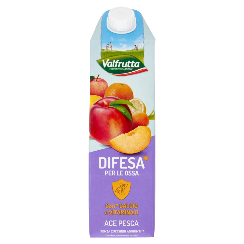 VALFRUTTA DIFESA FRUIT JUICE ACE PEACH BRICK 1 LT (6 in a box)