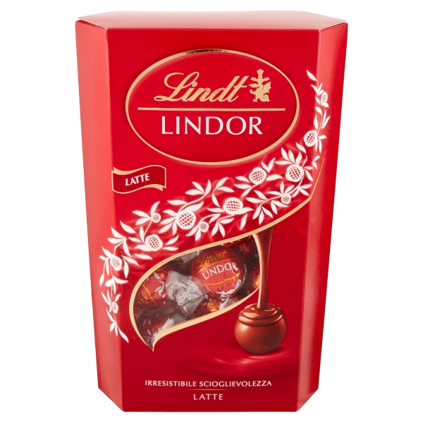 LINDT LINDOR PRALINES CORNET CHOCOLATE MILK 337 GR (8 in a box)