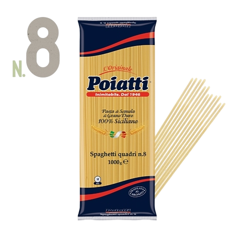 POIATTI PASTA DI SEMOLA SPAGHETTI QUADRI N.8 1 KG (12 in a box)