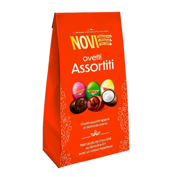 NOVI PRALINES OVETTI FILLED CREAM ASSORTED 160 GR (10 in a box)