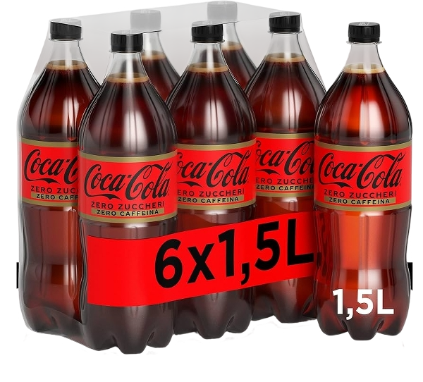 COCA COLA ZERO SUGAR ZERO CAFFEINE PET 1.5 LT (6 in a box)