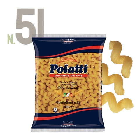 POIATTI PASTA DI SEMOLA TORTIGLIONI N.51 1 KG (12 in a box)
