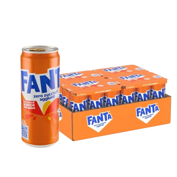 FANTA ORIGINAL ZERO ORANGE ARANCIATA CANS 330 ML (24 in a box)