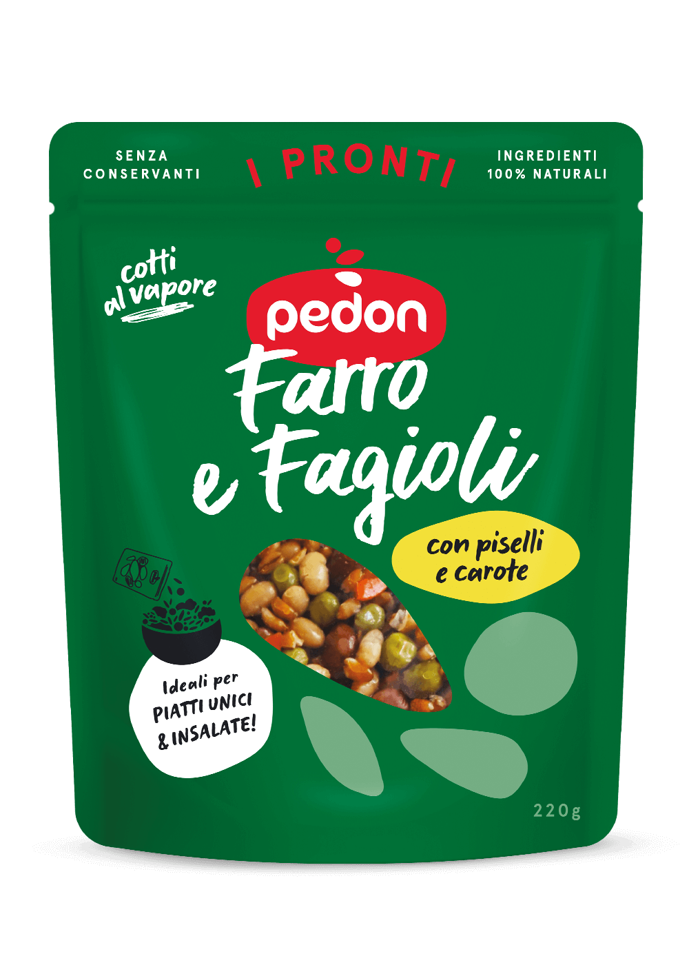 PEDON PRONTI SOUP OF SPELT AND BEANS 220 GR (6 IN A BOX)
