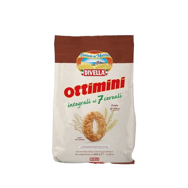 DIVELLA BISCOTTI WHOLEMEAL OTTIMINI SEVEN CEREALS 400 GR (18 IN A BOX)
