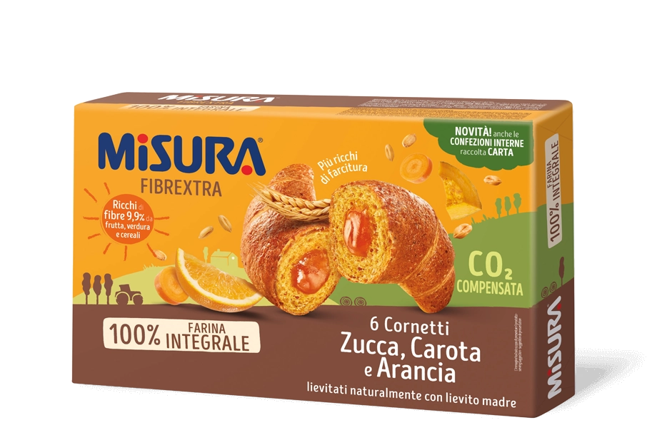 MISURA FIBRE EXTRA CORNETTI WHOLEMEAL PUMPKIN CARROT ORANGE X6 300 GR (8 in a box)