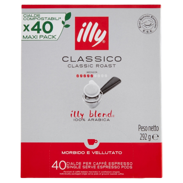 ILLY COFFEE PODS ESE 44 MM CLASSIC ROAST X40 292 GR (6 in a box)