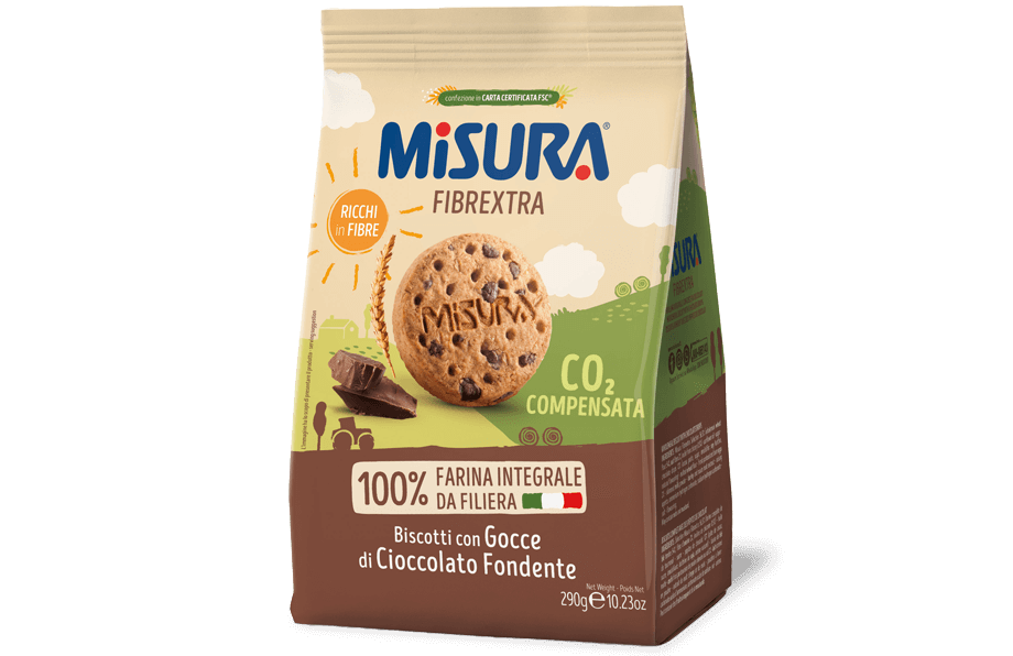 MISURA FIBRE EXTRA BISCOTTI WHOLEMEAL CHOCOLATE CHIPS 290 GR (10 in a box)