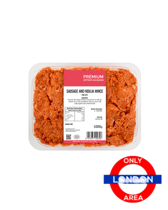 SALSICCIAMO FRESH SAUSAGE MINCE SPICY NDUJA 1 KG (1 in a box) ONLY LONDON AREA