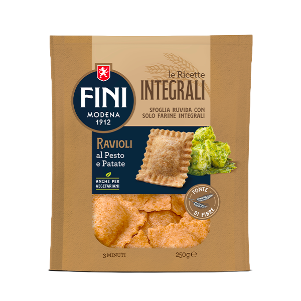 FINI STUFFED PASTA WHOLEMEAL RAVIOLI INTEGRALI PESTO & POTATOES 250 GR (8 in a box)
