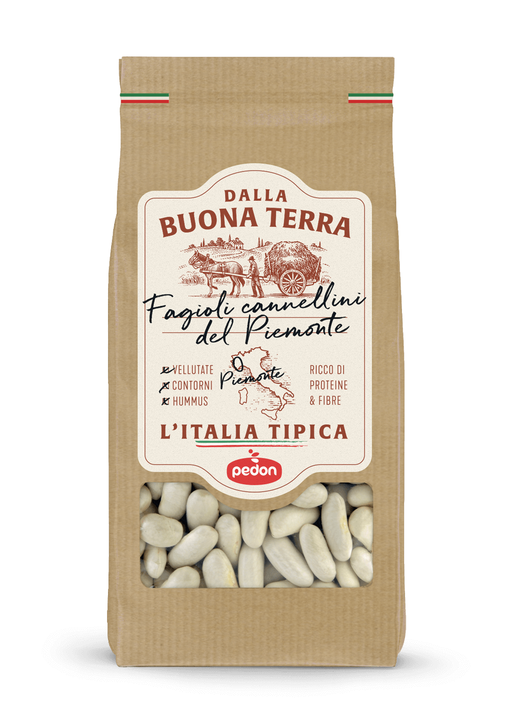 PEDON BUONA TERRA DRIED BEANS CANNELLINI PIEMONTE 350 GR (6 in a box)