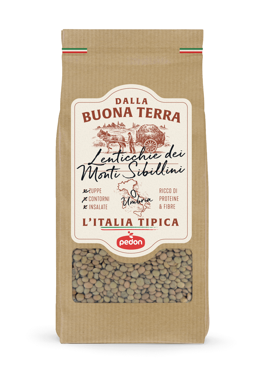 PEDON BUONA TERRA DRIED LENTILS MONTI SIBILLINI 350 GR (6 in a box)