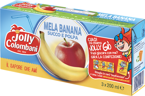 JOLLY COLOMBANI FRUIT JUICE APPLE BANANA BRICK 200 ML X3 (8 IN A BOX)