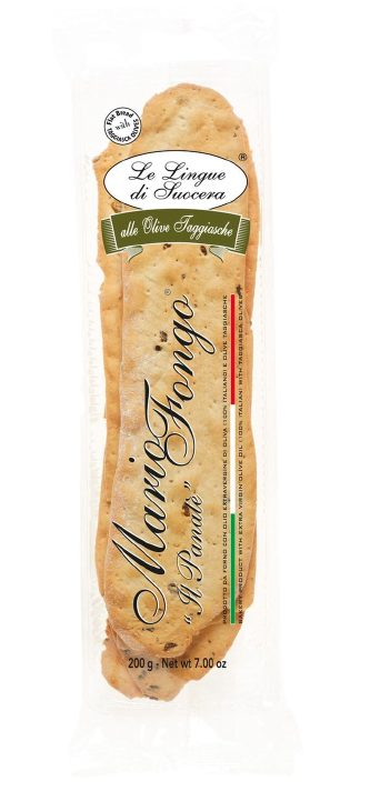 MARIO FONGO CRACKERS LINGUE DI SUOCERA OLIVE TAGGIASCHE 200 GR (12 in a box)