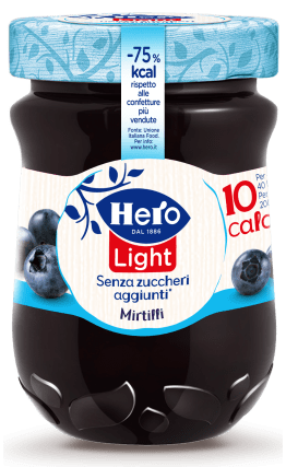 HERO LIGHT JAMS BLUEBERRY SUGAR FREE 240 GR (8 in a box)
