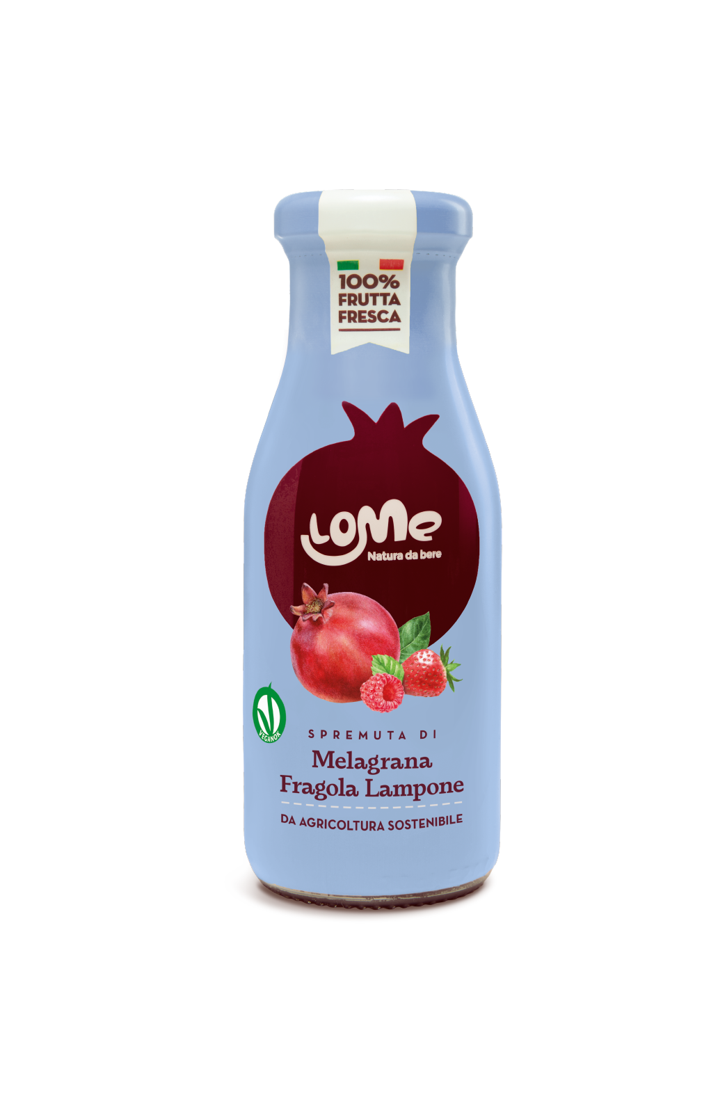 LOME BIO FRUIT JUICE MELAGRANA FRAGOLA E LAMPONE JAR 500 ML (6 in a box)