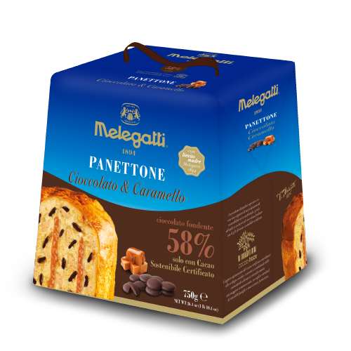 MELEGATTI PANETTONE CHOCOLATE & CARAMEL 750 GR (12 in a box)