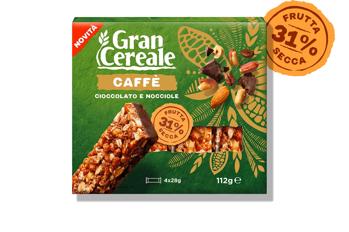 GRAN CEREALE SNACK BARS CHOCOLATE HAZELNUT AND COFFEE X4 112 GR (12 in a box)
