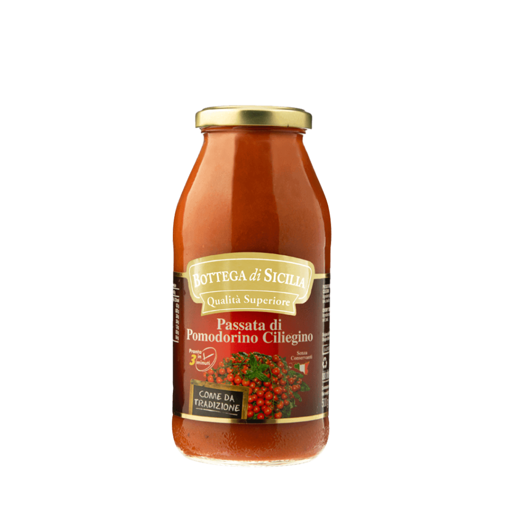 BOTTEGA DI SICILIA PASSATA POMODORINO CILIEGINO WITH BASIL 500 GR (12 in a box)