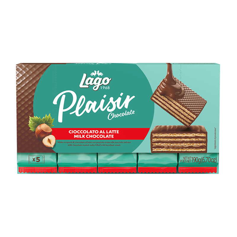 ELLEDI PLAISIR WAFER MILK MULTIPACK X5 190 GR (16 in a box)