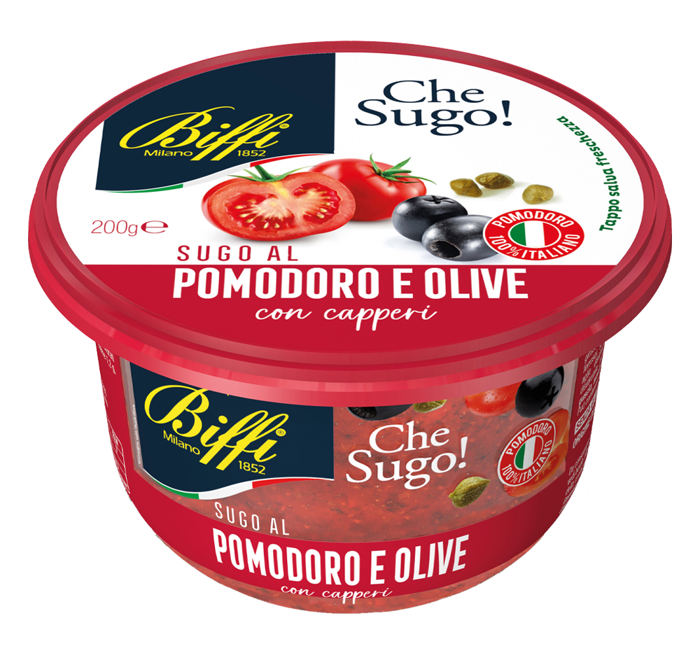 BIFFI FRESH PASTA SAUCE TOMATO OLIVES AND CAPERS 200 GR (6 in a box)