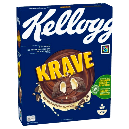 KELLOGG'S CEREALS CHOCO KRAVE COOKIES & CREAM 375 GR (6 in a box)
