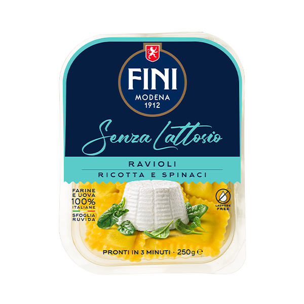 FINI STUFFED PASTA RAVIOLI RICOTTA & SPINACH LACTOSE FREE 250 GR (8 in a box)