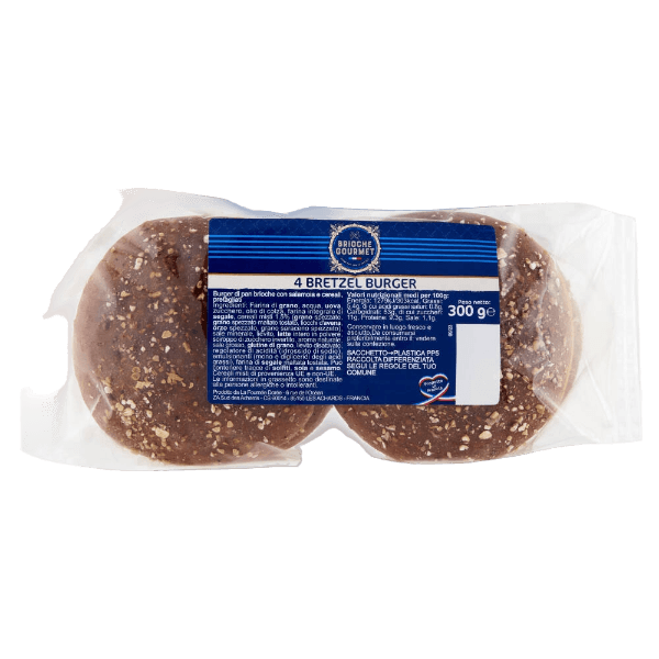 BRIOCHE GOURMET BREAD BRETZEL BURGER X4 300 GR (8 in a box)
