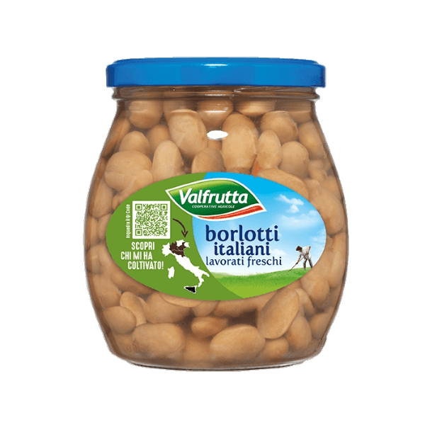 VALFRUTTA LEGUMES BEANS BORLOTTI IN BRINE 580 GR (6 in a box)