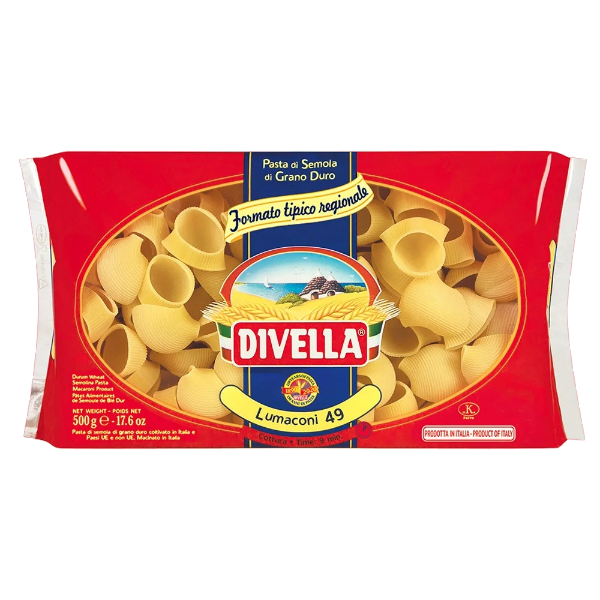 DIVELLA PASTA DI SEMOLA FORMATI SPECIALI LUMACONI N.49 500 GR (12 in a box)