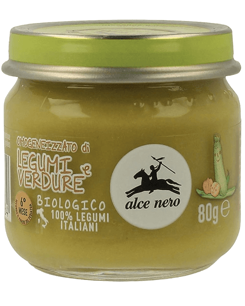 ALCENERO HOMOGENIZED FRUIT PULSES AND VEGETABLES 80 GR X2 (6 IN A BOX)