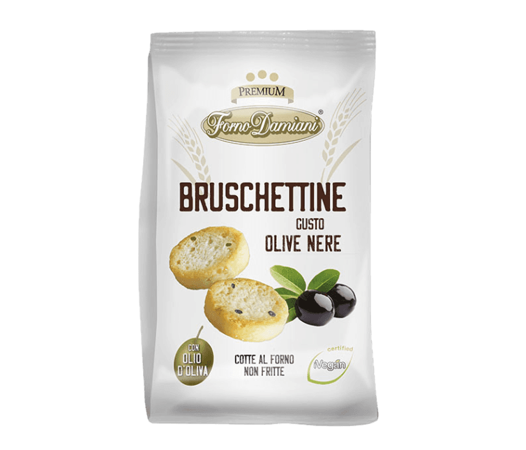 DAMIANI BAKERY SNACK BRUSCHETTINE BLACK OLIVES 90 GR (12 in a box)