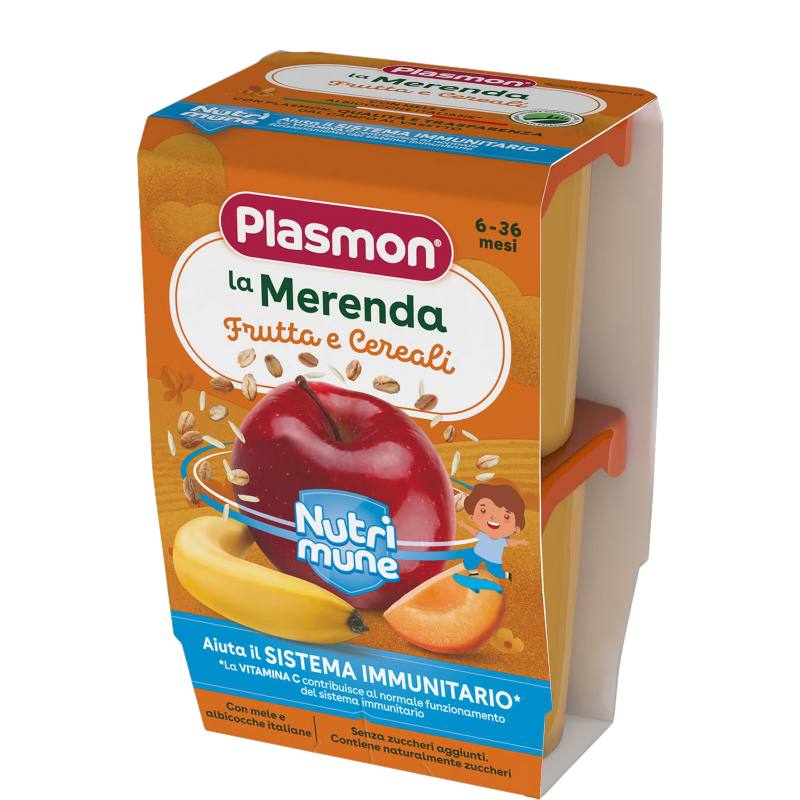 PLASMON MERENDA NUTRI MUNE FRUITS AND CEREALS 120 GR X2 (12 in a box)