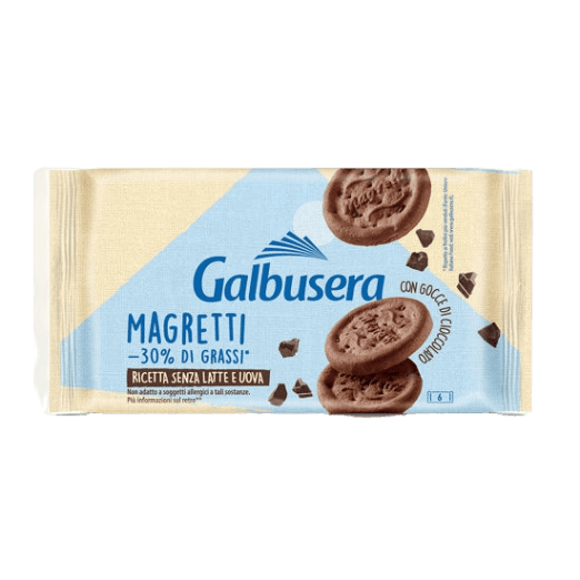 GALBUSERA BISCOTTI MAGRETTI DROPS OF CHOCOLATE 260 GR (10 in a box)
