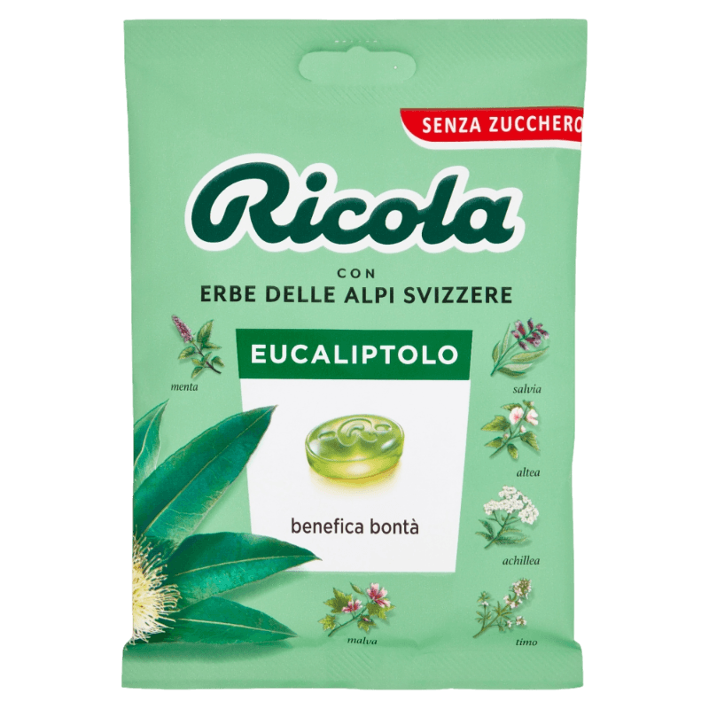 RICOLA CANDY SUGAR FREE EUCALYPTOL BAG 70 GR (12 in a box)