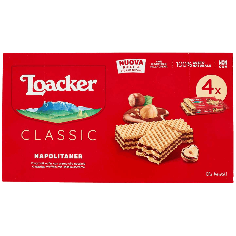 LOACKER WAFER CLASSIC NAPOLITANER MULTIPACK X4 180 GR (18 in a box)