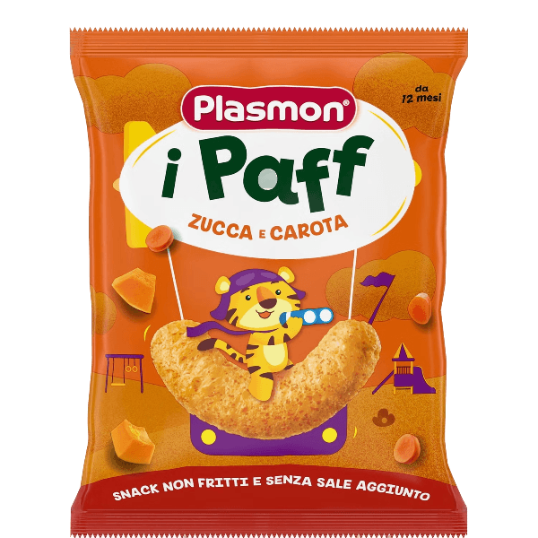 PLASMON CRISPS CORN SNACK PAFF CARROTS AND PUMPKINS 15 GR (5 in a box)