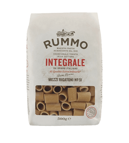 RUMMO PASTA WHOLEMEAL MEZZI RIGATONI N.51 500 GR (16 in a box)