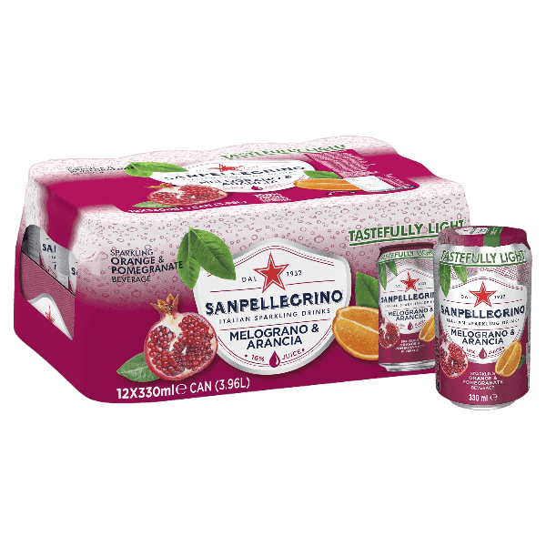 SAN PELLEGRINO POMEGRANATE AND ORANGE CANS GB 330 ML (12 in a box)