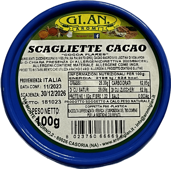 GI. AN. SUBSTITUTE COCOA CHIPS 100 GR (24 in a box)