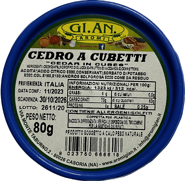 GI. AN. AROMI CRYSTALLIZED CEDAR CUBED 80 GR (24 in a box)