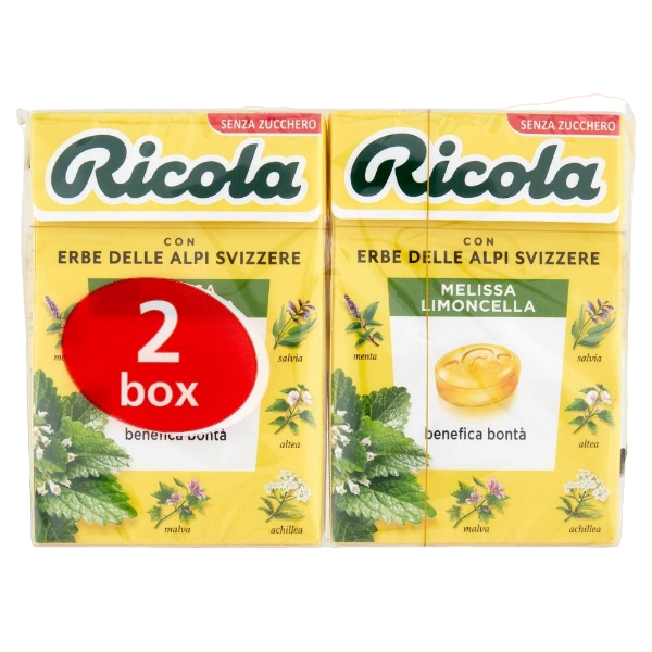 RICOLA CANDY SUGAR FREE MELISSA LIMONCELLA X2 100 GR (12 in a box)