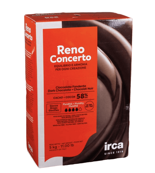 IRCA RENO CONCERTO DARK CHOCOLATE CHIPS 58% X2 10 KG (1 in a box)