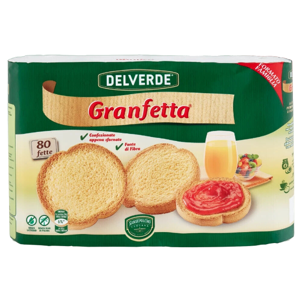 DELVERDE GRAN FETTA BAKERY RUSKS FETTE BISCOTTATE X80 600 GR (5 in a box)