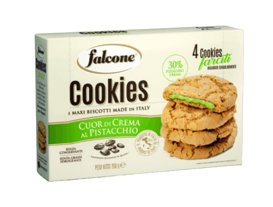 FALCONE BISCOTTI COOKIES FILLED CREAM PISTACHIO 200 GR (12 in a box)