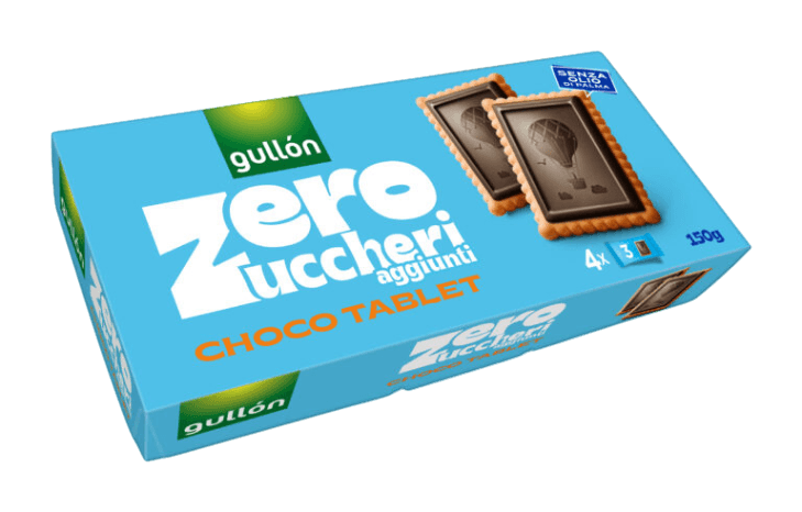 GULLON BISCOTTI ZERO ZUCCHERI CHOCO TABLET DARK CHOCOLATE 150 GR (12 in a box)
