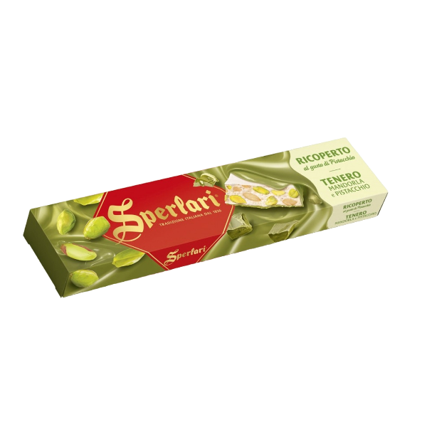 SPERLARI TORRONE SOFT ALMOND COVERED PISTACHI 200 GR (18 in a box)