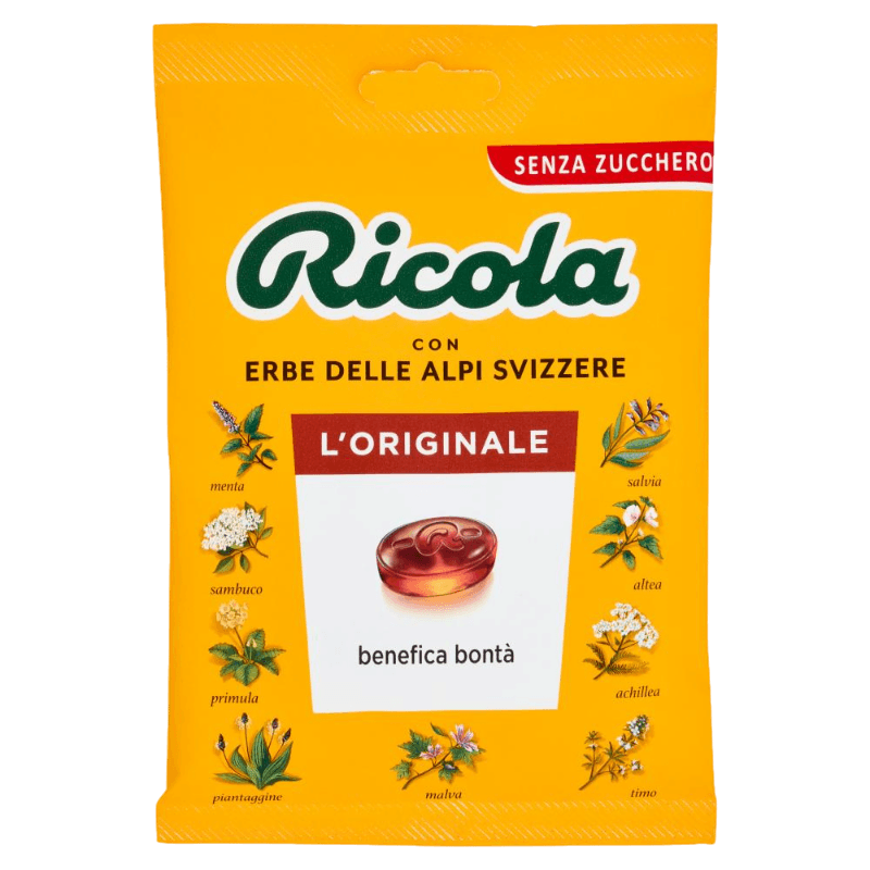 RICOLA CANDY SUGAR FREE ORIGINAL BAG 70 GR (12 in a box)