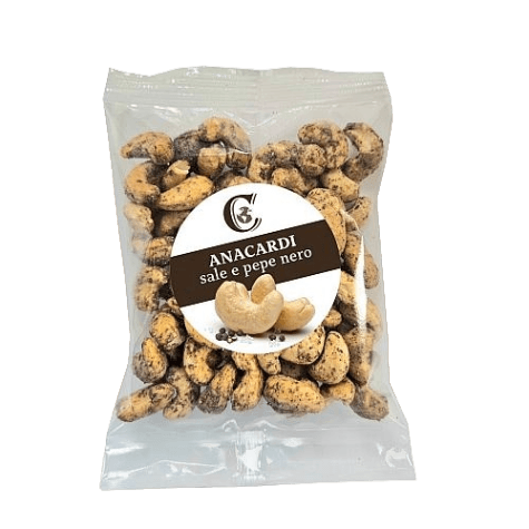 CIAVOLINO DRIED FRUITS SNACK CASHEW NUTS, SALT AND BLACK PEPPER 100 GR (12 in a box)